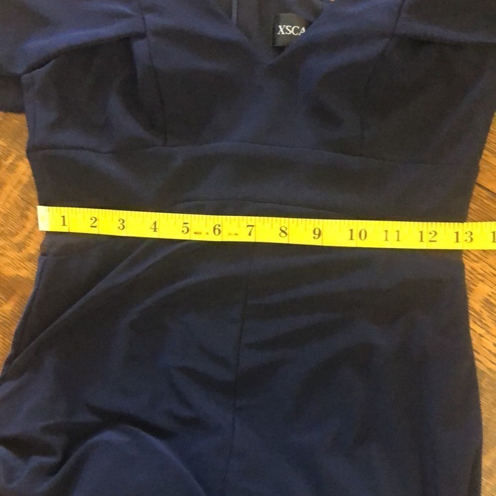 Xscape Navy Blue Off Shoulder Maxi Dress Sz 2 Black Tie, Wedding, Gala - Picture 13 of 16